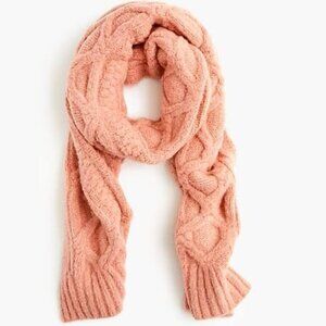 J.Crew loopy stitch oversized cable-knit scarf. Color: Seashell. Item # k2537.